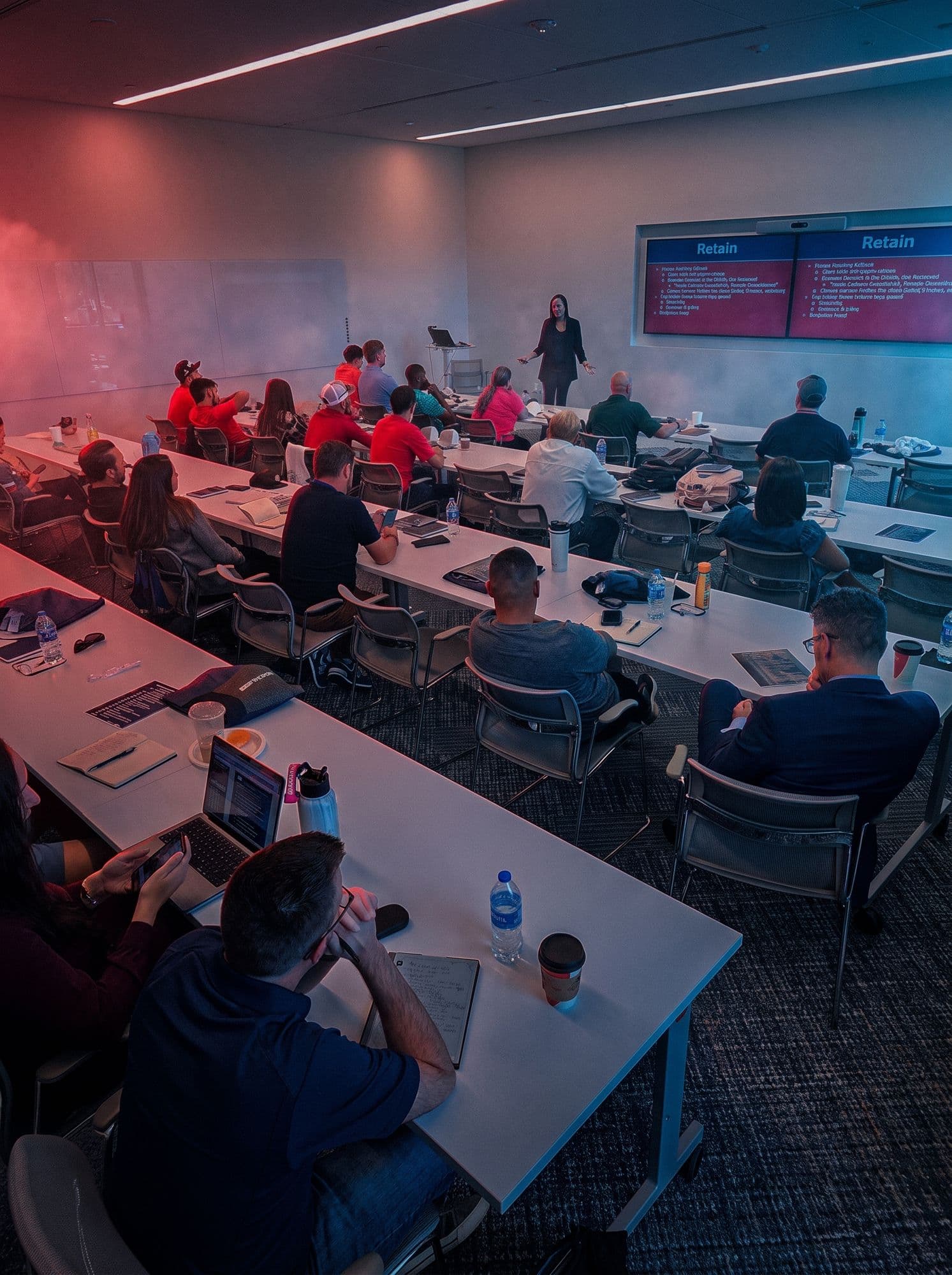 Roofing company owners working through a session at a Roofing Academy workshop
